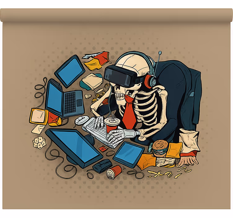 괴짜 블라인드 스켈레톤 레트로 게이머 - TenStickers