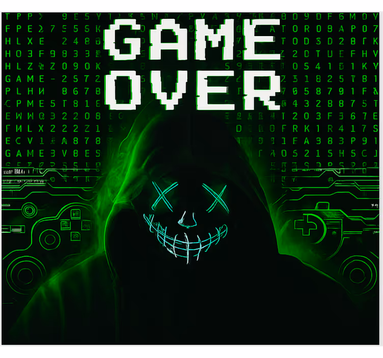 괴짜 블라인드 가면을 쓴 해킹 game over - TenStickers