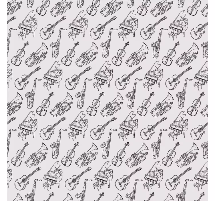 회색 블라인드 손으로 그린 악기 패턴 - TenStickers