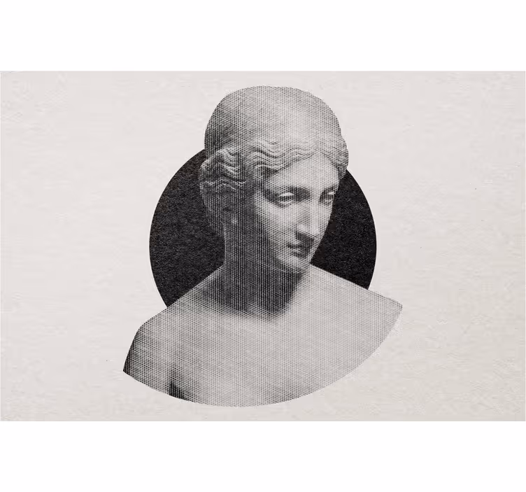 회색 블라인드 그리스 조각상 인 그레이빙 스타일 - TenStickers