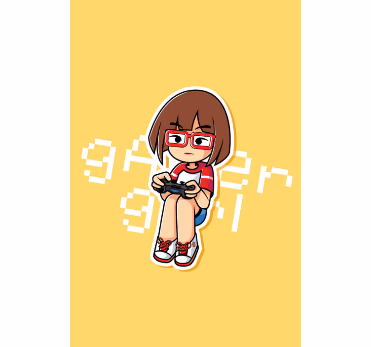 괴짜 블라인드 게이머 소녀 그림 - TenStickers