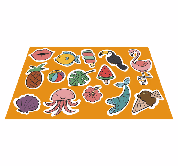 어린 이용 식탁보 - 다채로운 열대 요소 - TenStickers