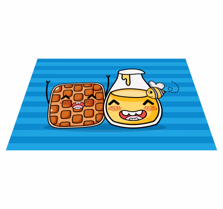 어린 이용 식탁보 귀여운 와플과 꿀 - TenStickers