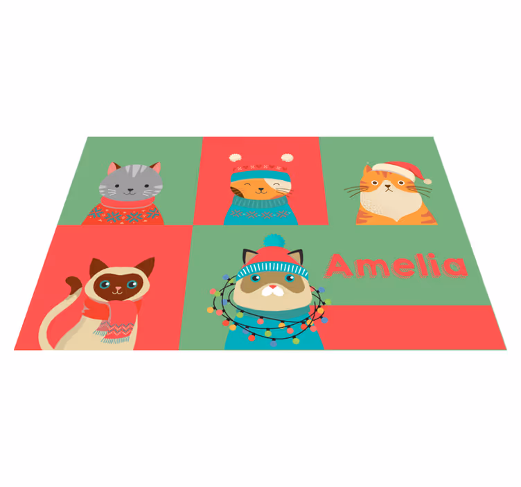 어린 이용 식탁보 귀여운 만화 고양이 - TenStickers