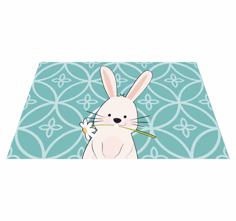 어린 이용 식탁보 귀여운 토끼와 꽃 - TenStickers