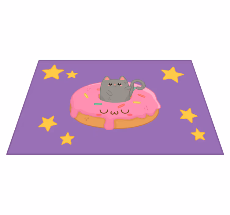 어린 이용 식탁보 귀여운 고양이 도넛 - TenStickers