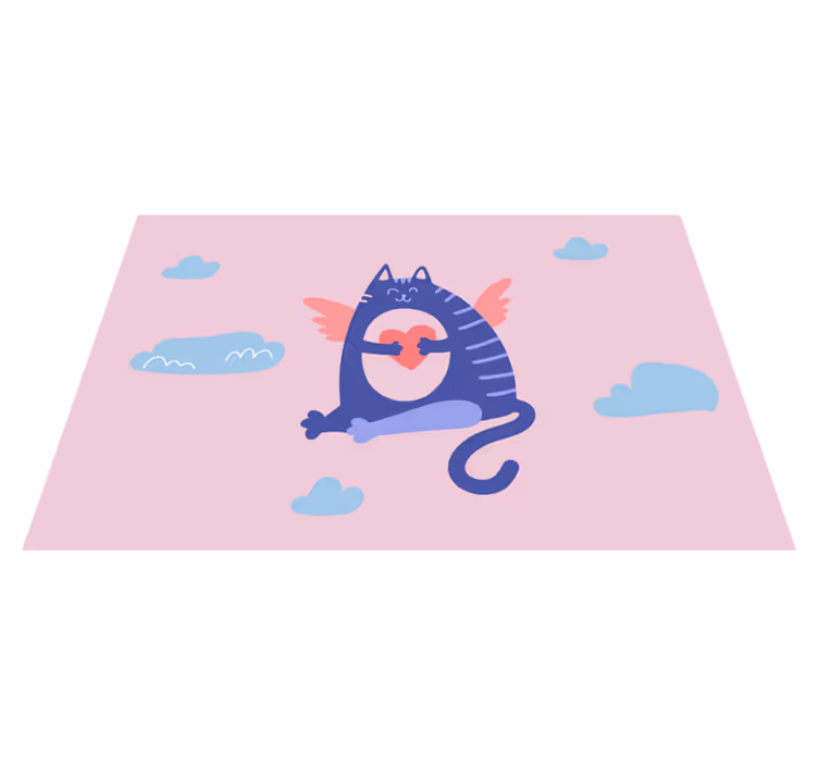 어린 이용 식탁보 사랑을 품은 날아다니는 고양이 - TenStickers