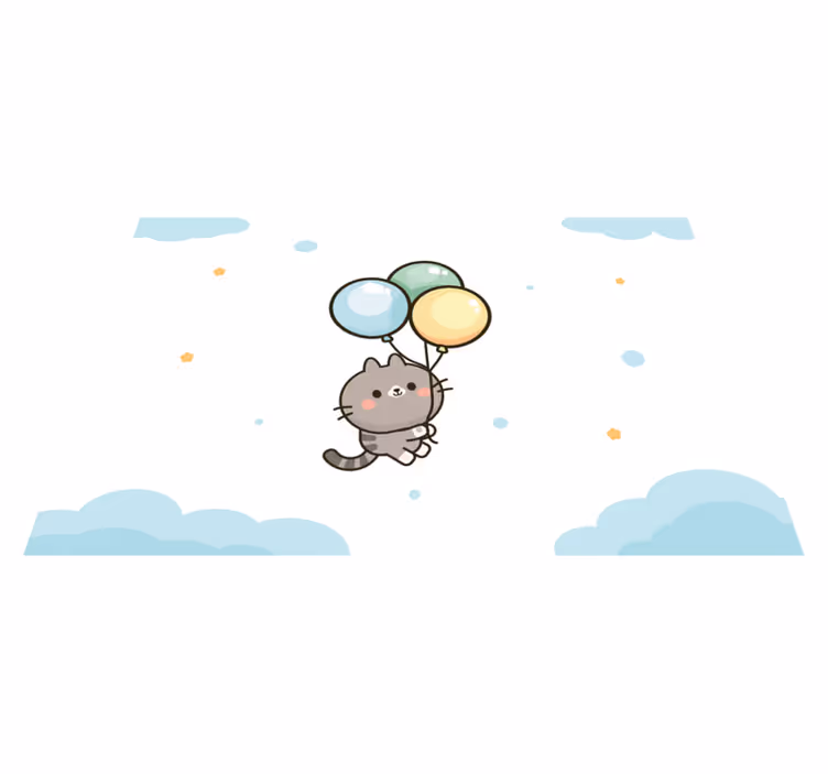 어린 이용 식탁보 귀여운 고양이 풍선 - TenStickers