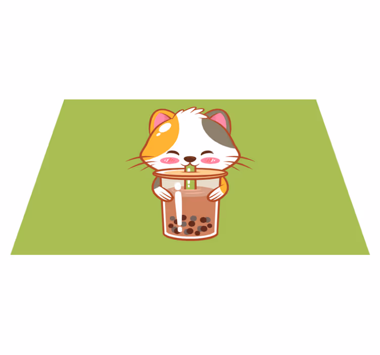어린 이용 식탁보 귀여운 고양이 음료 - TenStickers