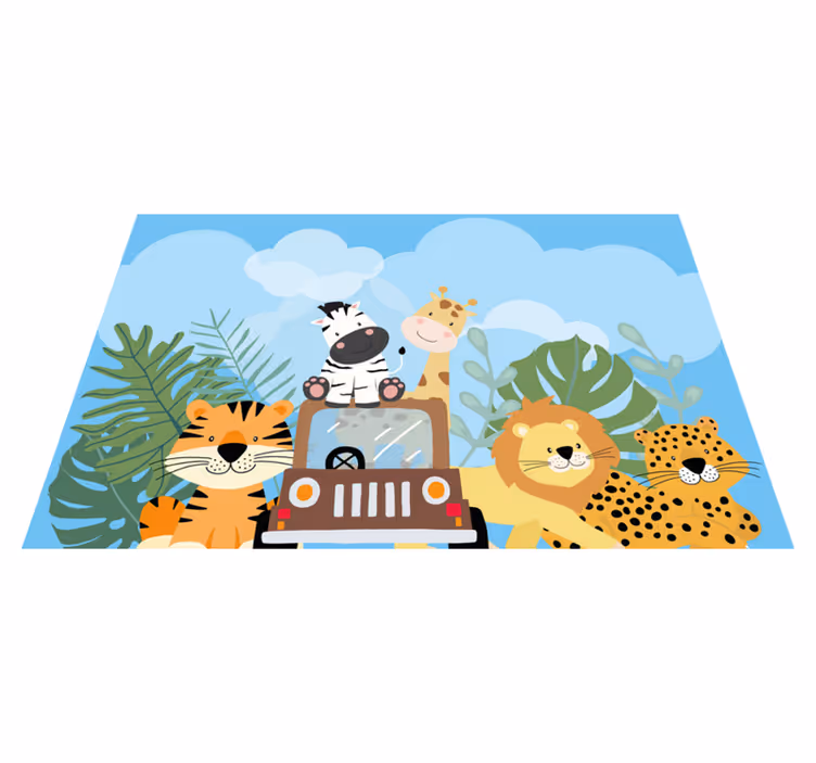 어린 이용 식탁보 동물 사파리 장면 - TenStickers