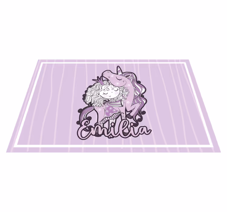 어린 이용 식탁보 귀여운 유니콘 포옹 - TenStickers