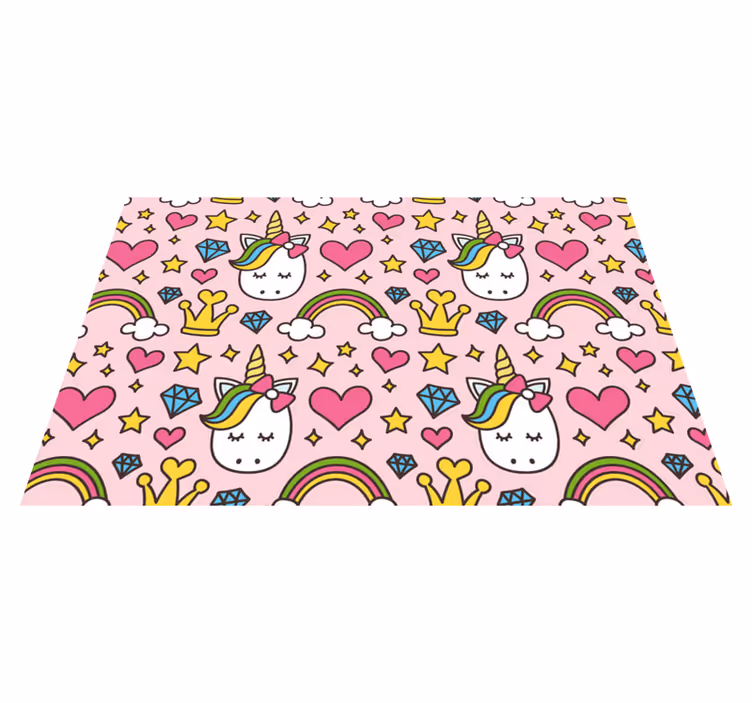 귀여운 무지개와 유니콘 어린이 플레이스 매트 - TenStickers