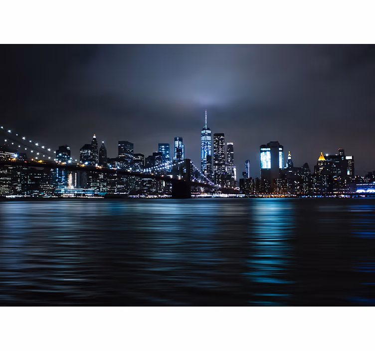 뉴욕 벽화 배경 화면 도시의 밤 파노라마 - TenStickers