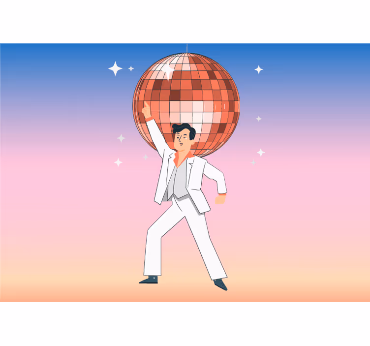 색상 벽화가 있는 디스코 볼 그림 - TenStickers