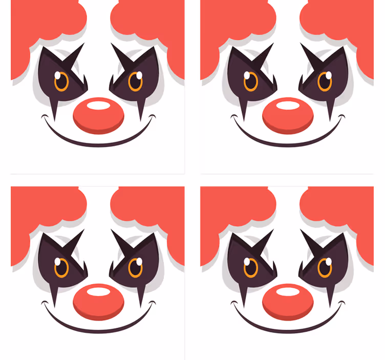 기발한 컵 받침 유쾌한 광대 얼굴 디자인 - TenStickers