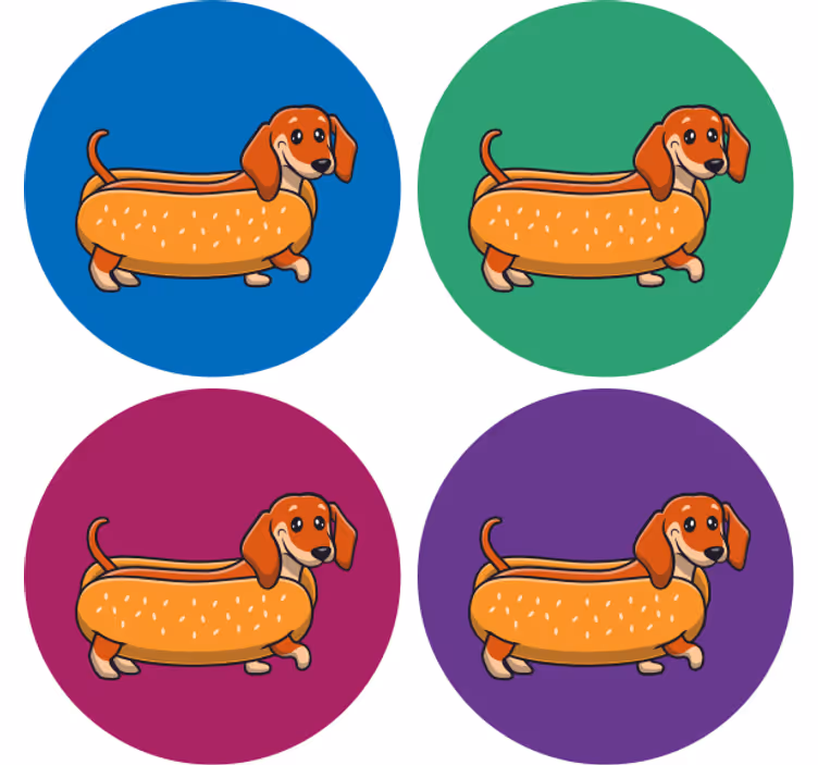 기발한 컵 받침 장난꾸러기 소세지 강아지 - TenStickers