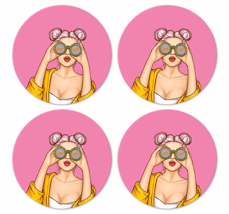 기발한 컵 받침 유머러스한 캐릭터와 선글라스 - TenStickers