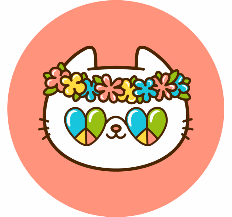 기발한 컵 받침 꽃 왕관 고양이 - TenStickers