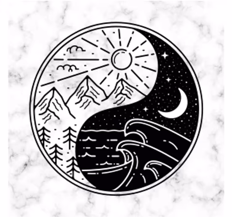 기발한 컵 받침 산과 파도 대비 - TenStickers