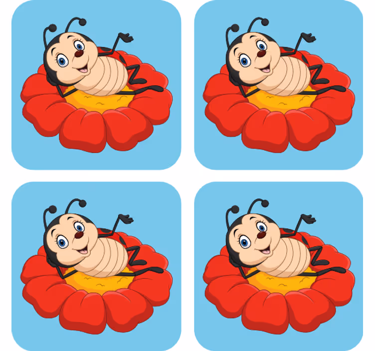 기발한 컵 받침 즐거운 벌레 캐릭터 - TenStickers