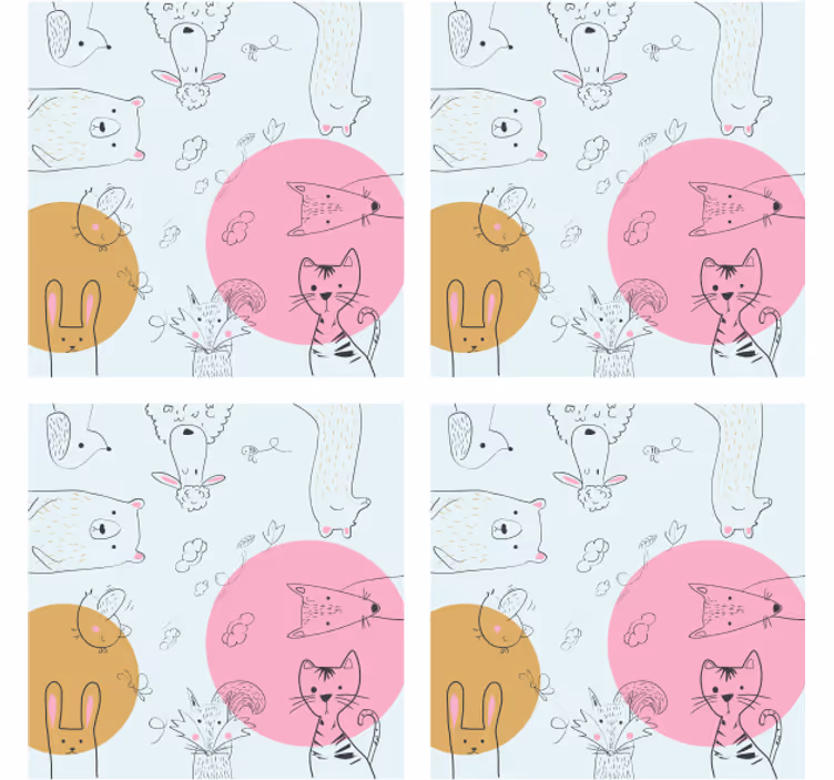 기발한 컵 받침 기발한 동물 일러스트 - TenStickers