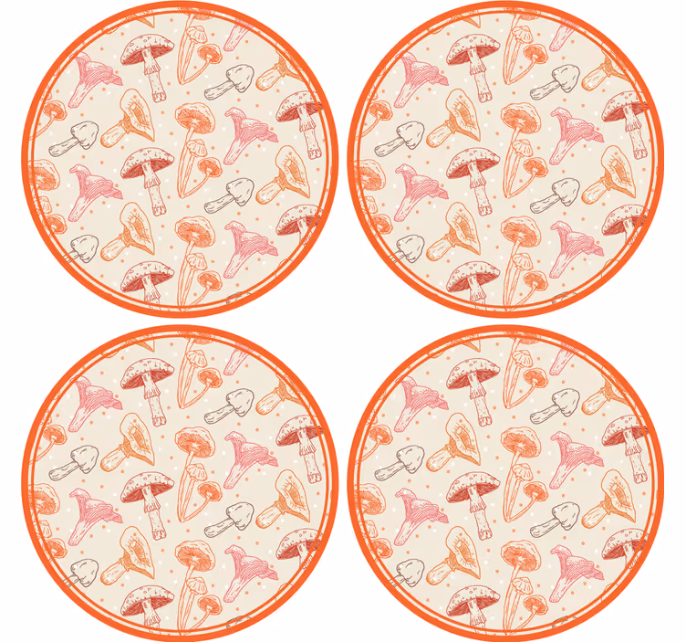 기발한 컵 받침 기발한 버섯 일러스트 - TenStickers