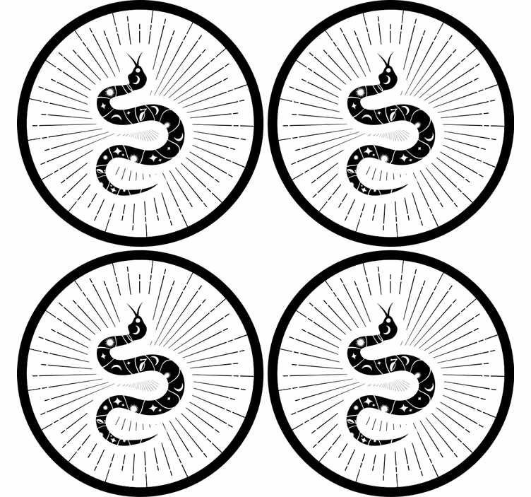 기발한 컵 받침 추상 뱀 모티프 - TenStickers