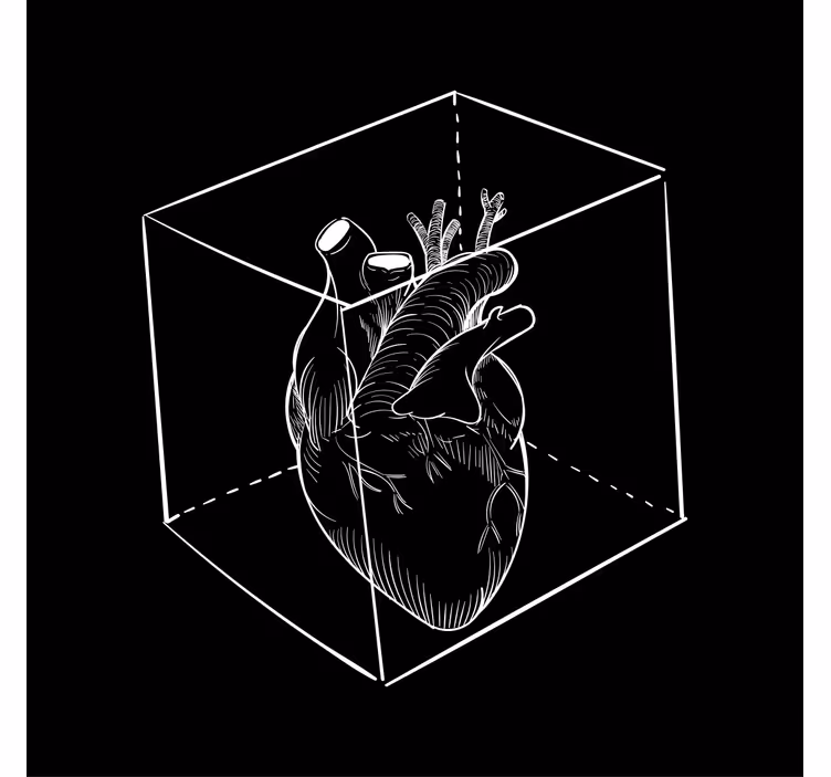 기발한 컵 받침 3d 큐브 속 하트 - TenStickers
