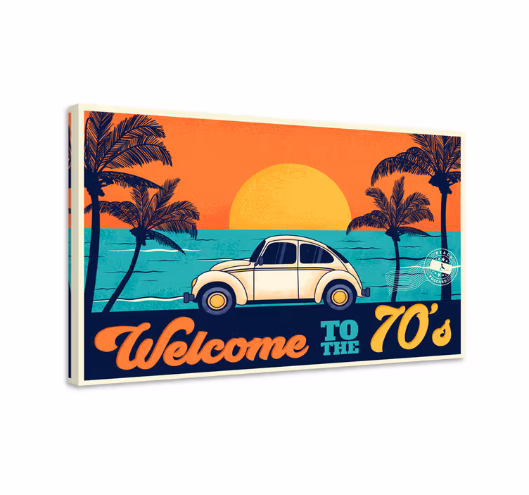 70 년대 복고풍 캔버스 아트에 오신 것을 환영합니다 - TenStickers