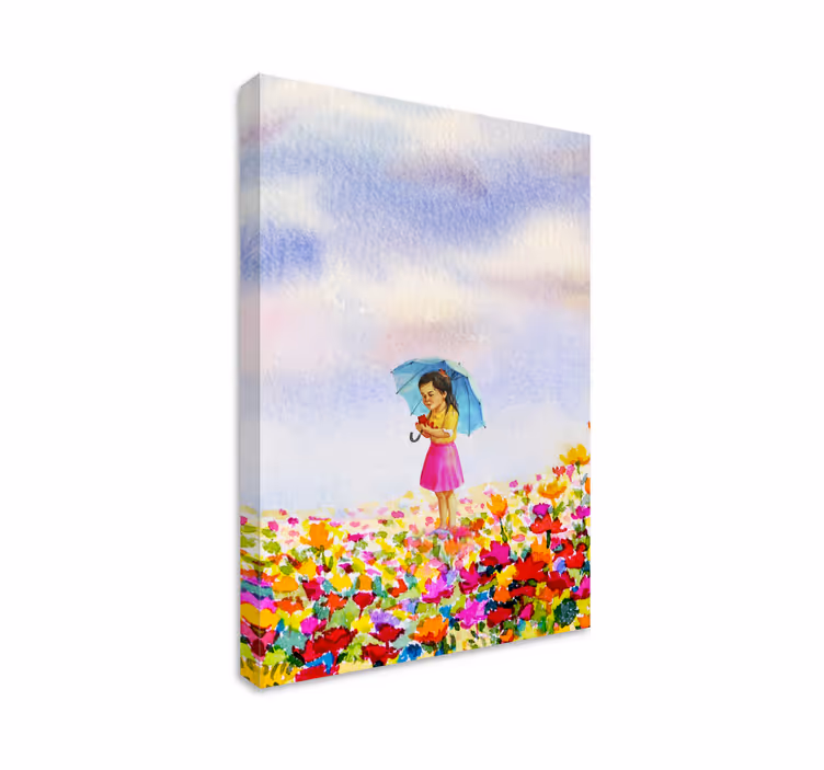 어린이를 위한 그림 우산을 든 소녀 - TenStickers