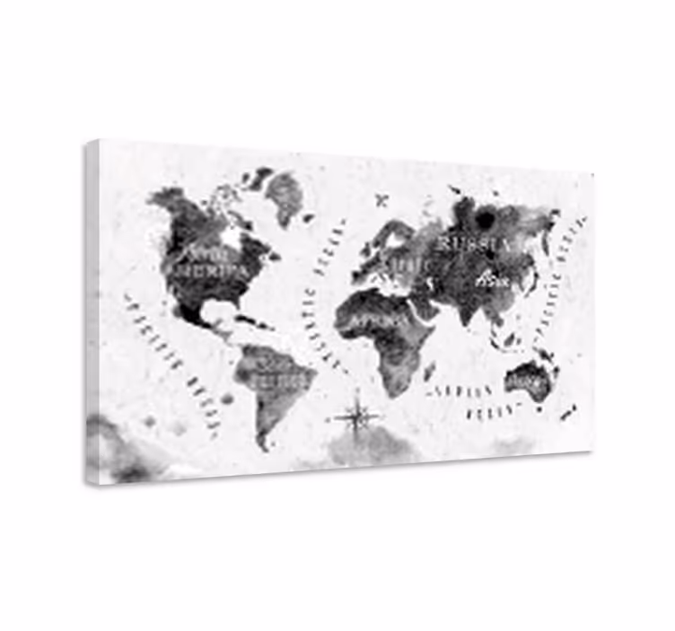 세계 지도 페인팅 단색 세계 지도 - TenStickers