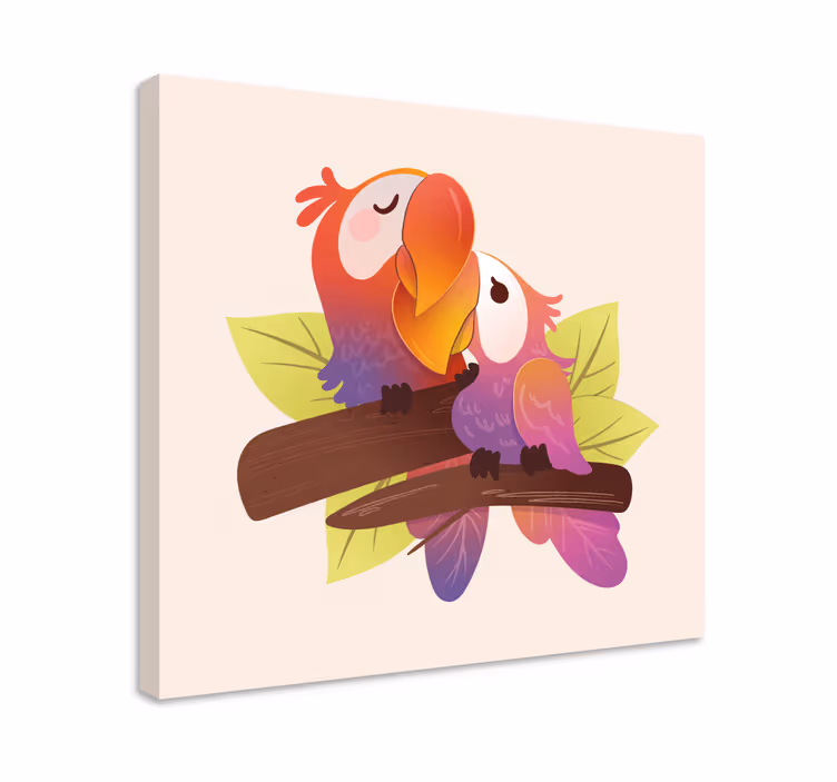 고양이가 있는 사진 사랑스러운 앵무새 포옹 - TenStickers