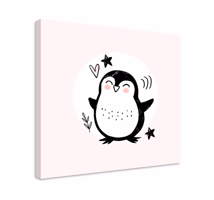 귀여운 그린 된 아기 펭귄 낙서 보육 캔버스 - TenStickers