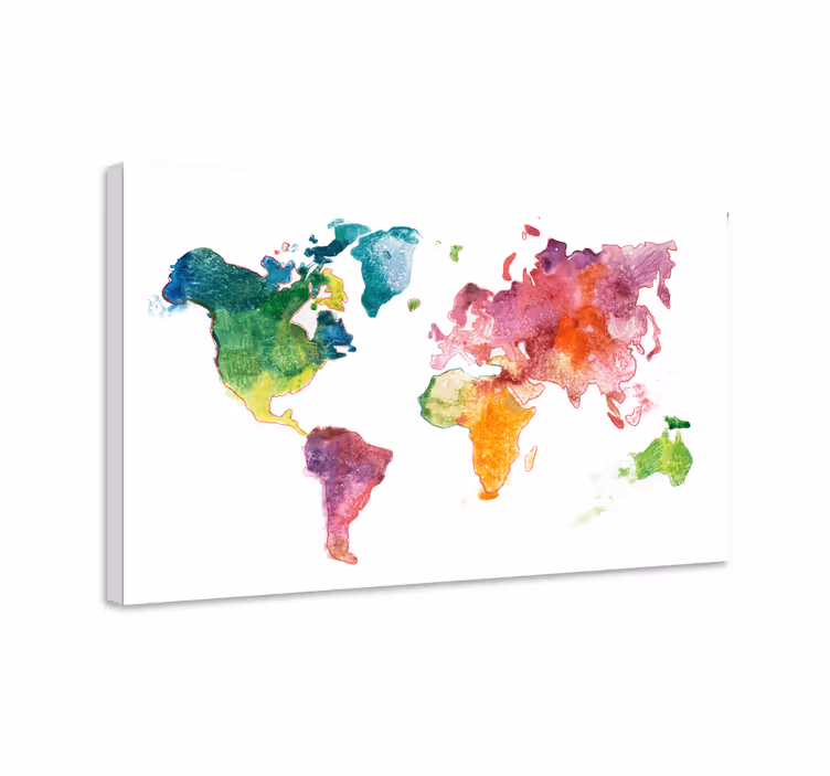 세계 지도 페인팅 생동감 넘치는 수채화 지도 - TenStickers