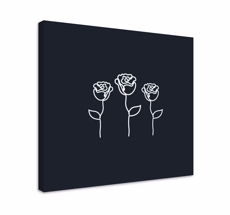 미니멀리즘 장미 일러스트 라인 꽃 캔버스 - TenStickers