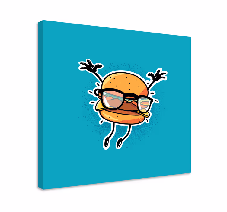 다른 텍스트가 있는 표 행복한 버거 캐릭터 - TenStickers