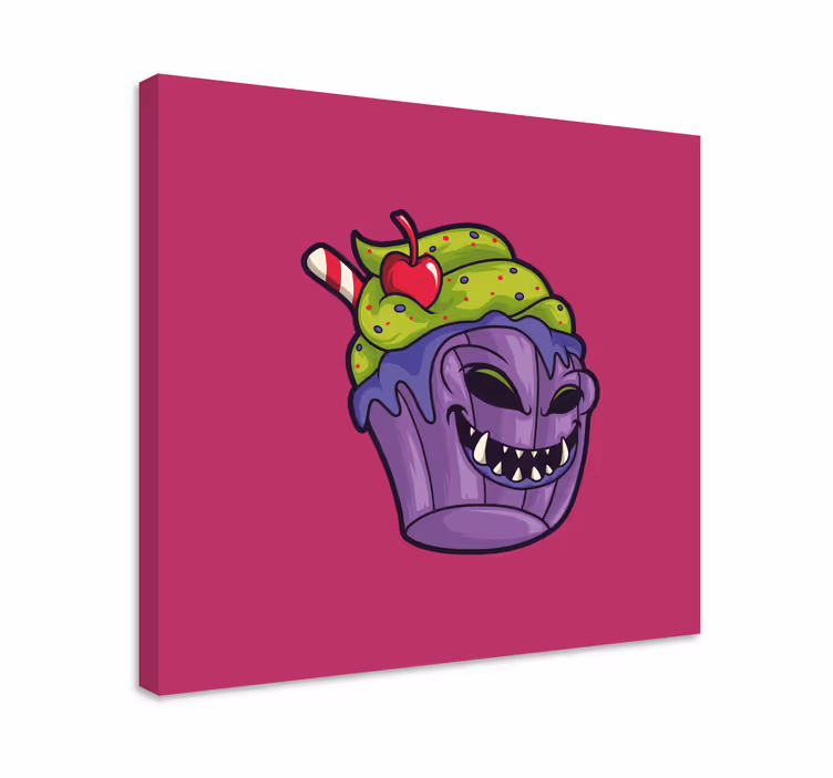 다른 텍스트가 있는 표 위협적인 컵케이크 생물 - TenStickers