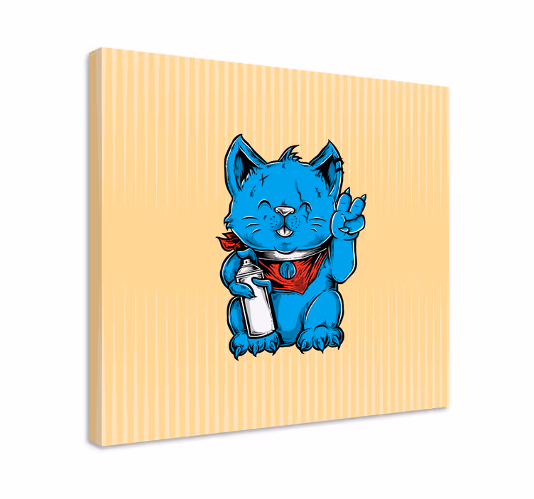 고양이가 있는 사진 장난꾸러기 파란 고양이 - TenStickers
