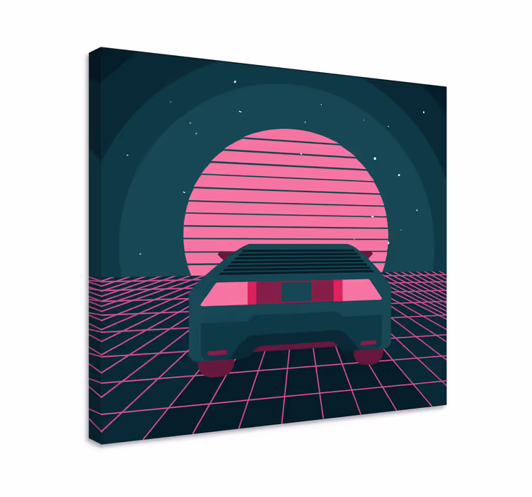다채로운 기하학적 빈티지 자동차 현대 캔버스 - TenStickers