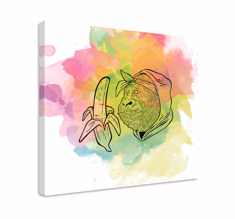 Abc 표와 문자 고릴라 바나나 들고 있기 - TenStickers