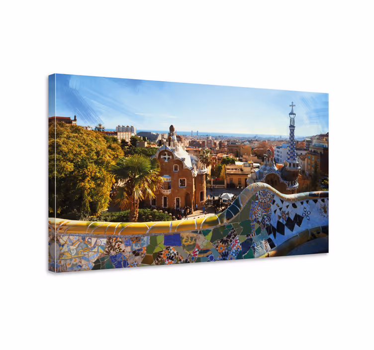구엘 공원에서 본 바르셀로나 전경 3d 캔버스 - TenStickers