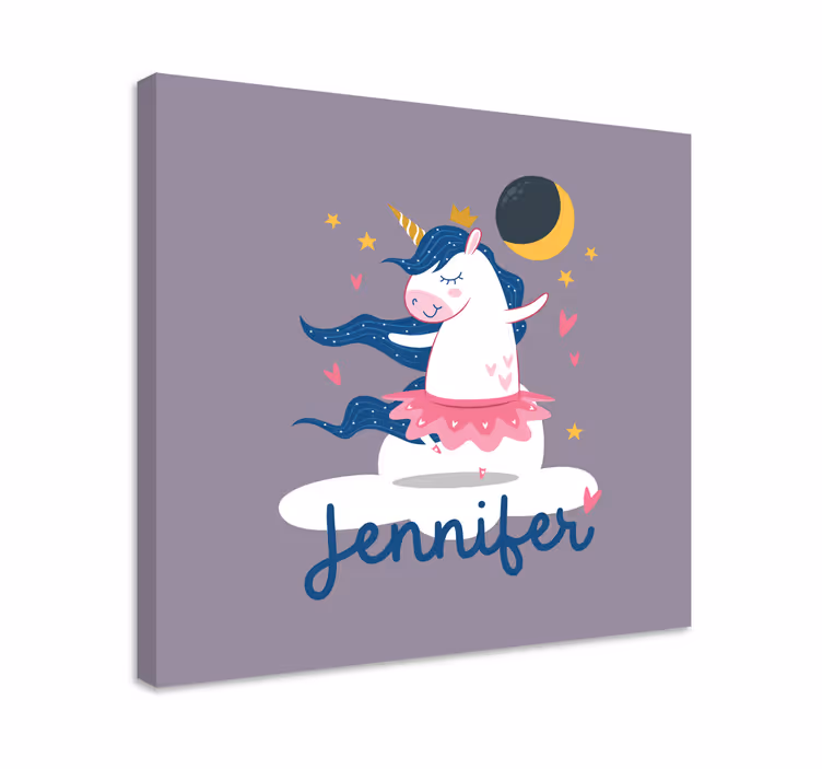 클라우드 개인화 캔버스에 발레리나 유니콘 - TenStickers