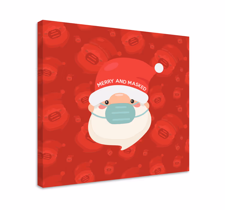 Abc 표와 문자 마스크 쓴 즐거운 산타 - TenStickers
