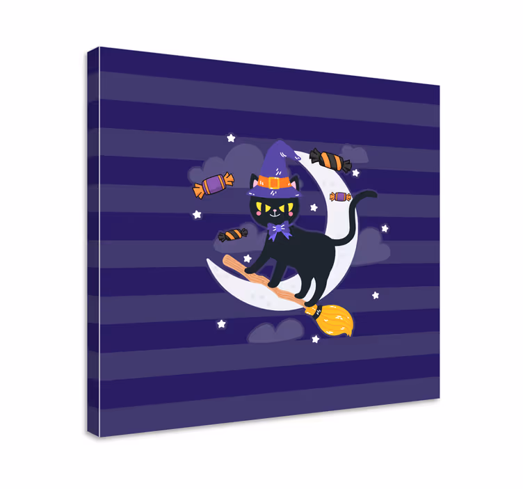 고양이가 있는 사진 검은 고양이 마녀 - TenStickers
