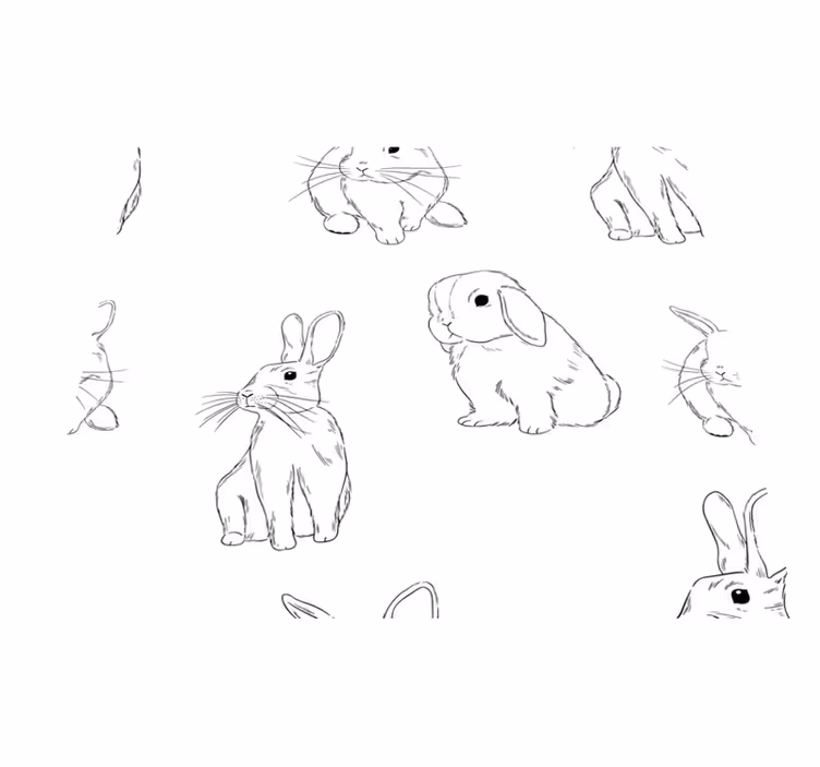 비닐 카펫 화이트 흰 토끼 - TenStickers