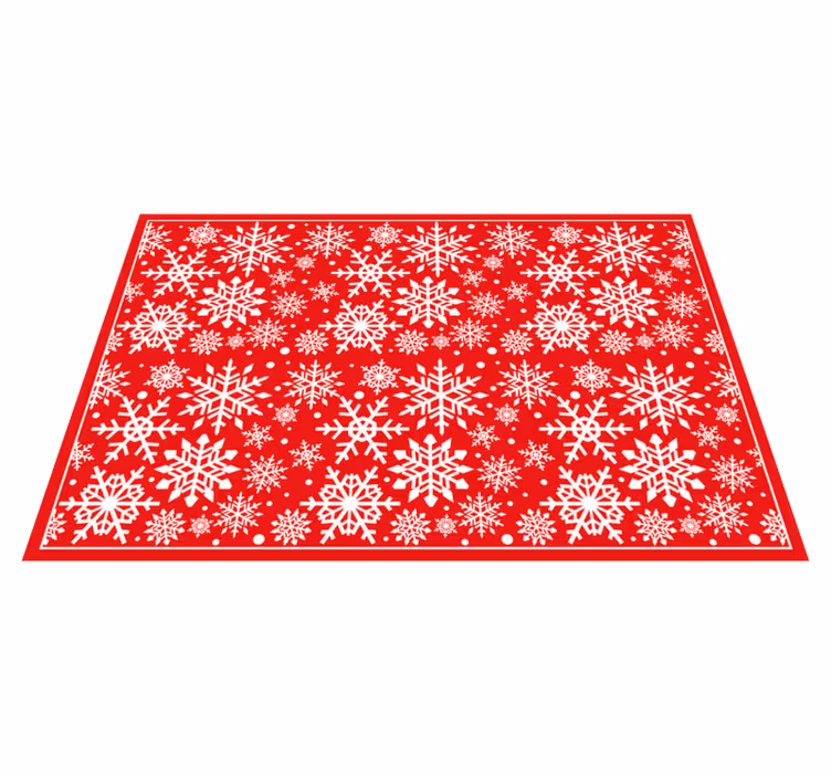 Copos nieve fondo rojo 크리스마스 비닐 러그 - TenStickers