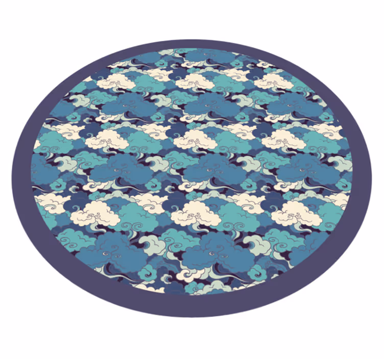 일본 파도 및 구름 비닐 러그 - TenStickers