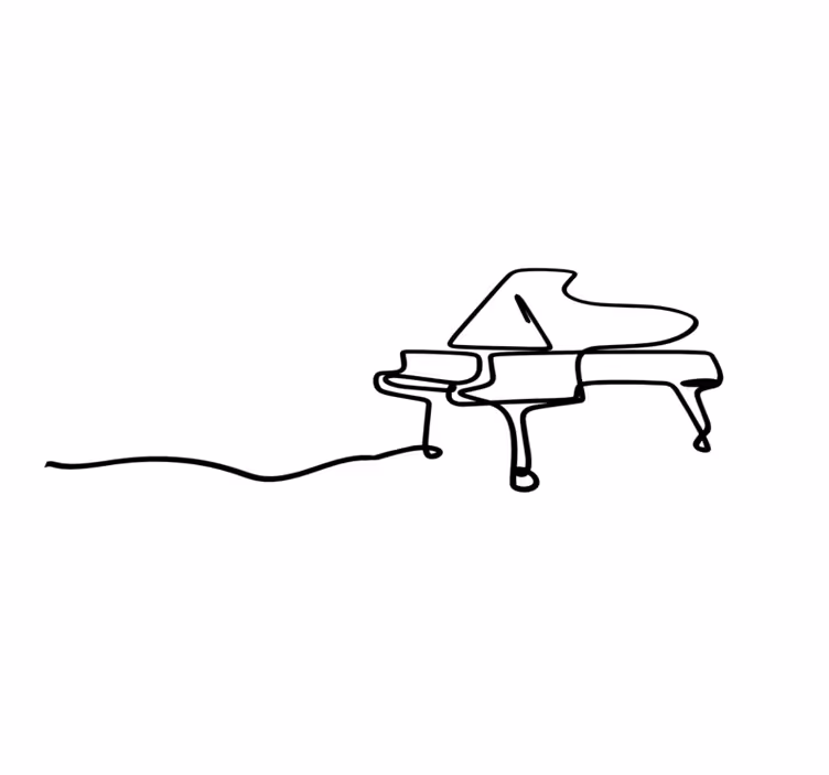 피아노 라인 아트 귀여운 디자인 현대 깔개 - TenStickers