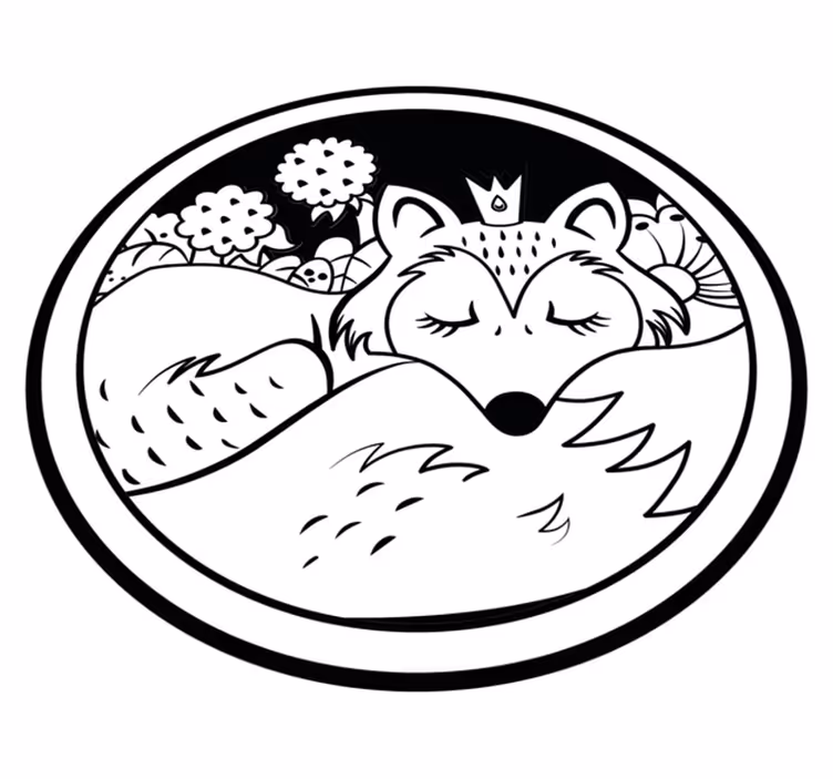 비닐 카펫 동물 자는 여우 원형 - TenStickers