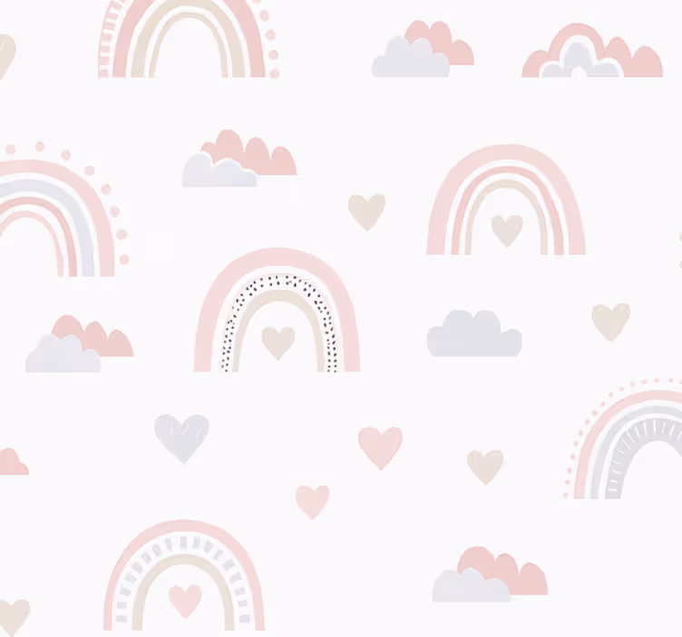 아이의 침실 벽지 핑크 무지개 디자인 - TenStickers